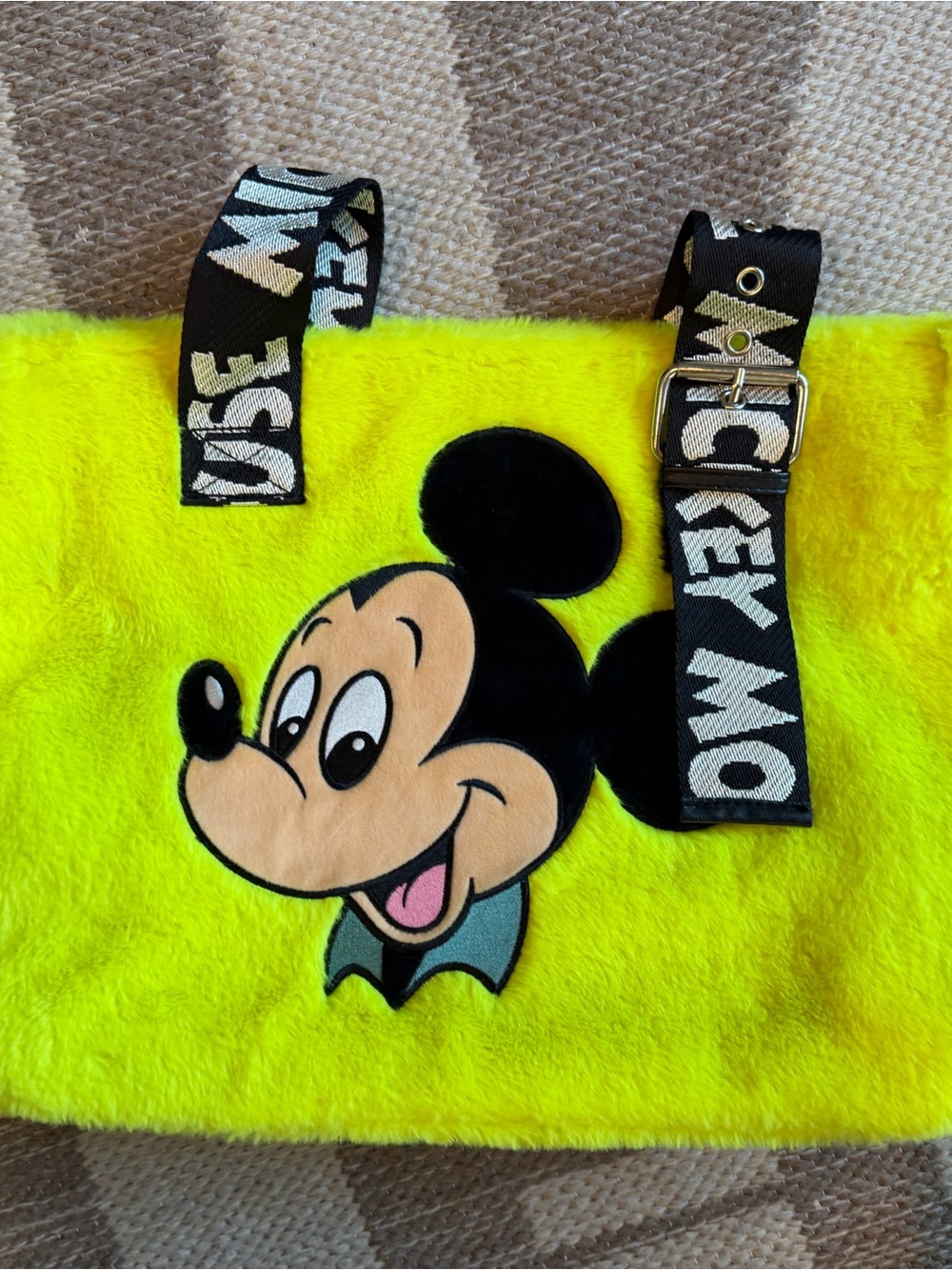 Disney Neon Yellow Mickey Mouse Plush  Bag
